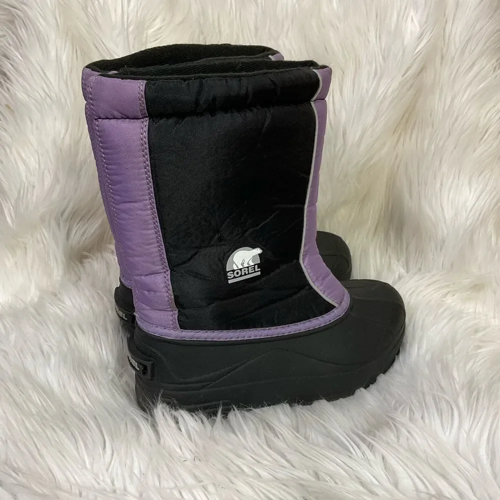 Sorel snow command black purple winter pull on boots 4